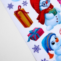 Наклейки новогодние, интерьерные  &laquo;Снеговички&raquo;, 29.7 х 42 см, Новый год