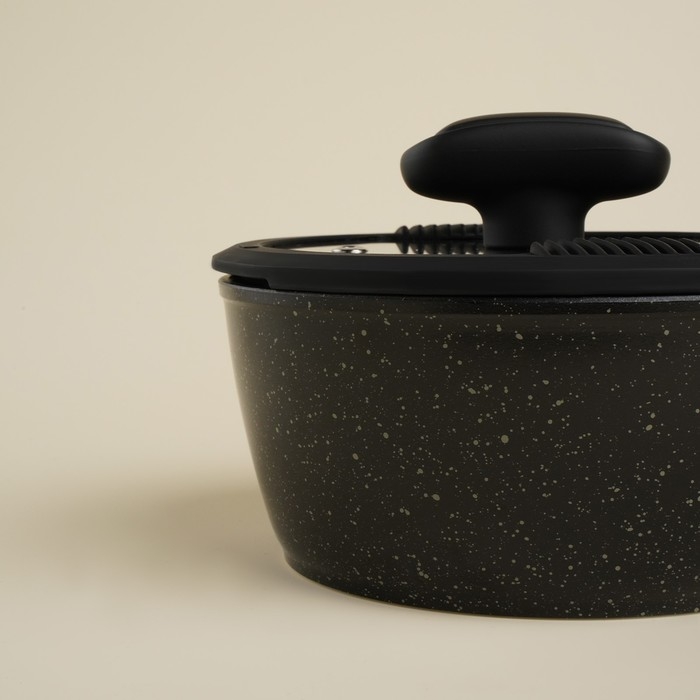 Ковш алюминиевый с антипригарным покрытием SL Home, d=16 см, h=7,4 см, индукция, цвет чёрный Ковш алюминиевый с антипригарным покрытием SL Home, d=16 см, h=7,4 см, индукция, цвет чёрный