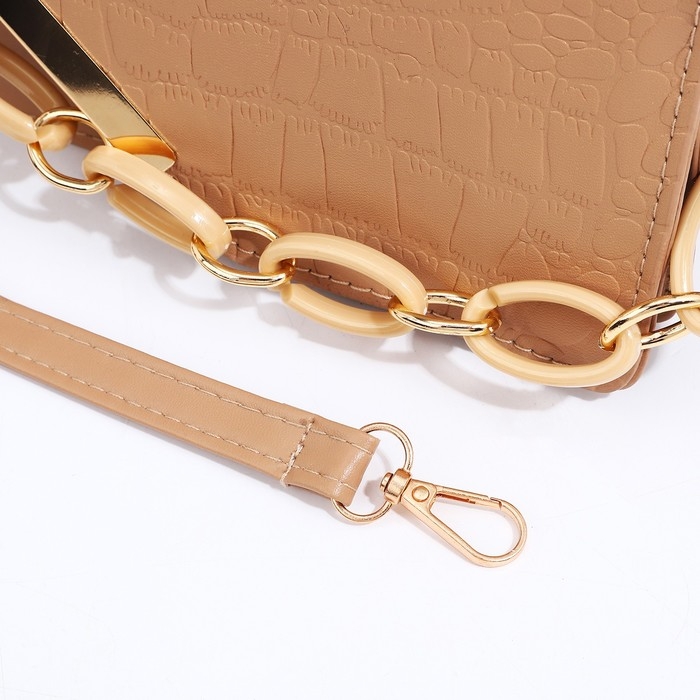 Сумка мессенджер на молнии, цвет бежевый