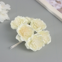 Декор для творчества "Камелия" молочный (1 набор=1 букет) в букете 6 шт 4х11 см