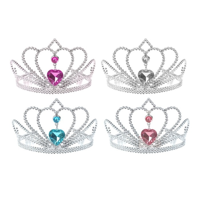 Корона &laquo;Сердечко&raquo;, с камнями, цвета МИКС