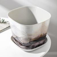 Горшок с поддоном &laquo;Мрамор&raquo;, 5 л, цвет светло-серый