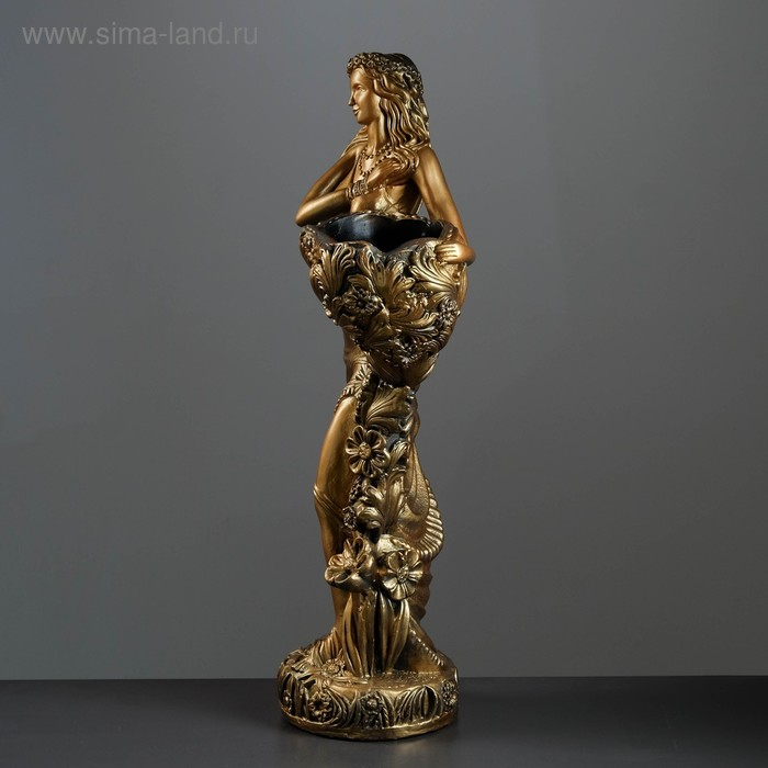 Фигура с кашпо &laquo;Лесная фея&raquo;, 1 л, 36&times;85&times;23 см, гипсовая, цвет бронзовый