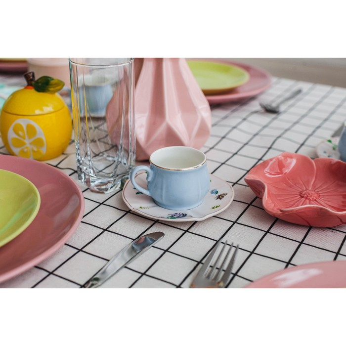 Сервиз керамический кофейный &laquo;Сирена&raquo;, 12 предметов: 6 чашек 100 мл, 6 блюдец d=12 см, цвет голубой