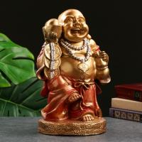 Фигура "Хотей веселый" бронза красный, 19,5х17х30см Фигура "Хотей веселый" бронза красный, 19,5х17х30см