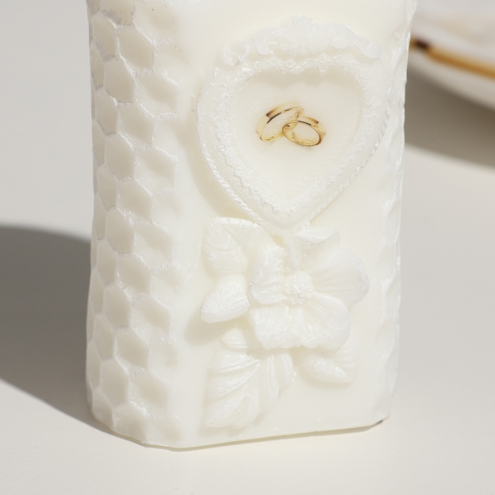 Свеча-цилиндр свадебная "Камея", белая, 6&times;11 см