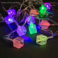 Гирлянда &laquo;Нить&raquo; 5 м с насадками &laquo;Кубики тающие&raquo;, IP20, прозрачная нить, 20 LED, свечение мульти (RG/RB), мигание, 220 В