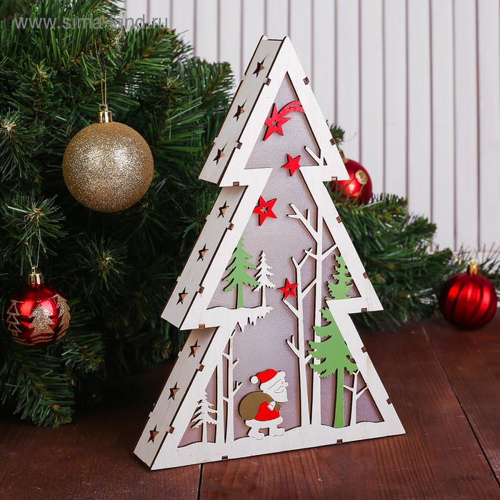 Декор с подсветкой «Большая ёлка», батарейки AAх2 (нет в комплекте), свечение желтое Декор с подсветкой «Большая ёлка», батарейки AAх2 (нет в комплекте), свечение желтое