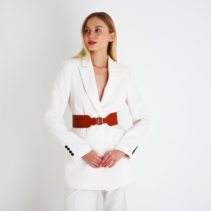 Ремень женский, ширина 6.7 см, пряжка металл, цвет рыжий