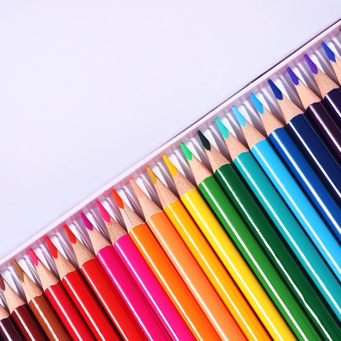 Карандаши 24 цвета, в металл пенале, треугольные, деревянные, Пейзаж МИКС