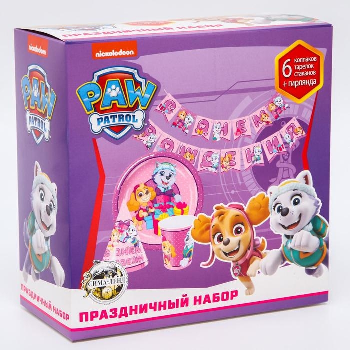 Набор бумажной посуды, на 6 персон Набор бумажной посуды, на 6 персон "С днем рождения!", Щенячий патруль