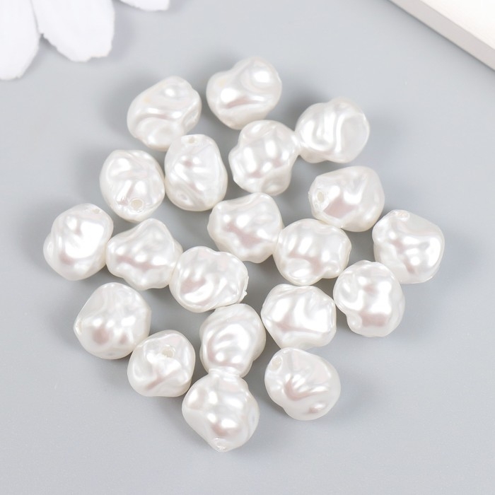 Бусины для творчества пластик "Неровный жемчуг" набор 20 шт 0,8х1х0,8 см