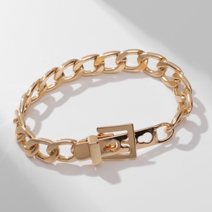 Браслет металл &laquo;Цепь&raquo; ремень, цвет золото, L=16 см