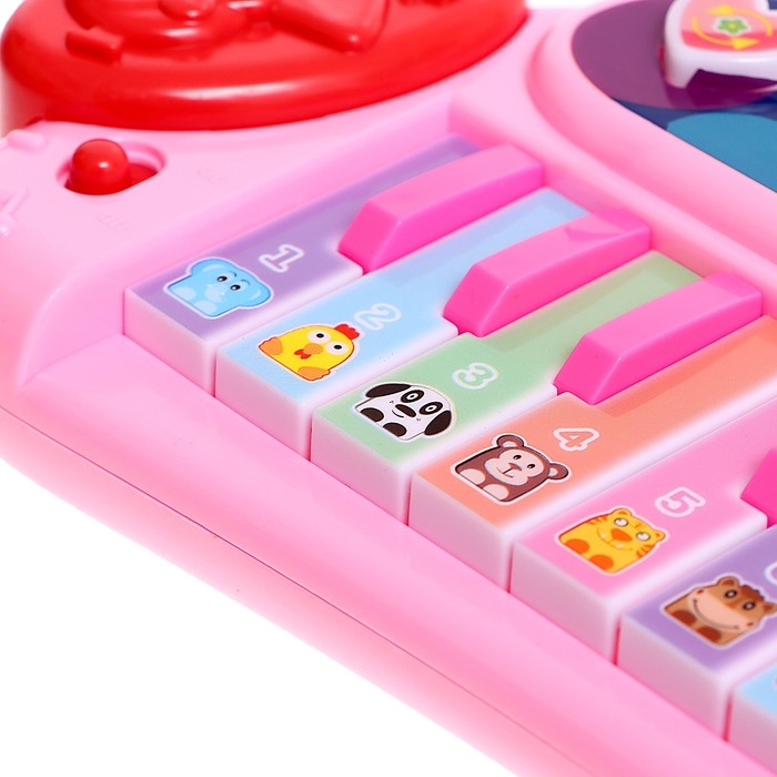 Пианино &laquo;Весёлые зверята&raquo;, звук, цвет розовый