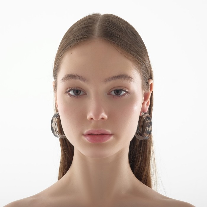 Серьги-кольца &laquo;Танзания&raquo; леопард, светлый, d=3,5, цветные