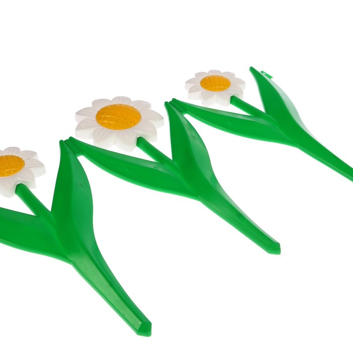 Ограждение декоративное, 32.5 &times; 225 см, 5 секций, пластик, белый цветок &laquo;Ромашка&raquo;