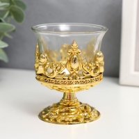Подсвечник стекло, пластик на 1 свечу "Вьюнок" бокал на ножке золото 7,5х6х6 см Подсвечник стекло, пластик на 1 свечу "Вьюнок" бокал на ножке золото 7,5х6х6 см
