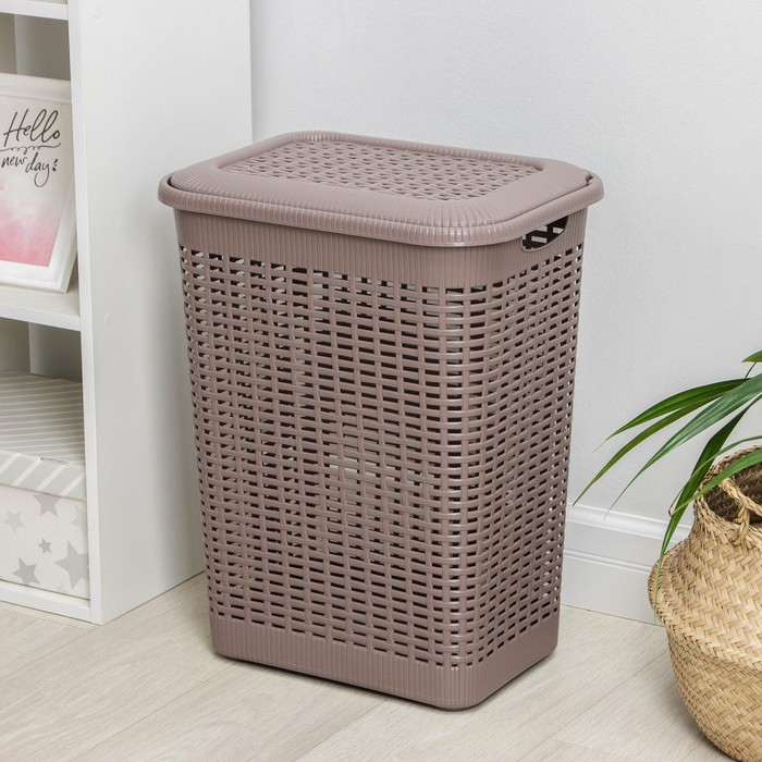 Корзина бельевая с крышкой, 50 л, 42&times;31&times;56 см, цвет МИКС