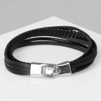 Браслет унисекс &laquo;Переплетение&raquo; классика, 5 нитей, цвет чёрный с серебром, d=7 см