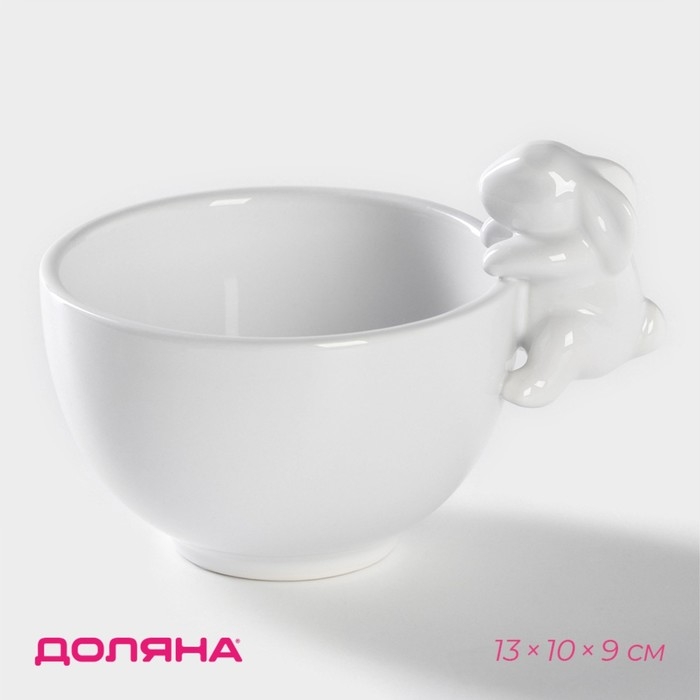 Конфетница Доляна &laquo;Зайка&raquo;, 13&times;10&times;9 см, цвет белый