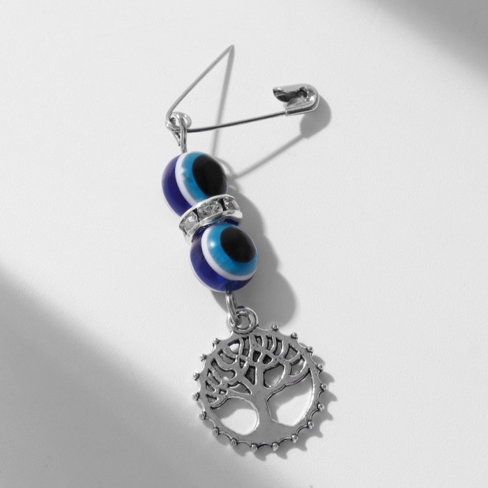 Булавка-оберег от сглаза &laquo;Дерево семейного счастья&raquo;, 2,2 см, цвет синий в серебре