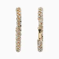 Серьги-кольца со стразами &laquo;Россыпь&raquo;, d=5.5 см, белые в золоте