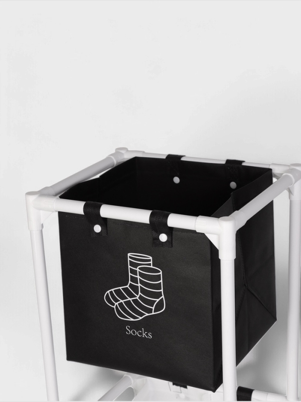 Корзина для белья складная 28х39х95 см, цвет черный, белый