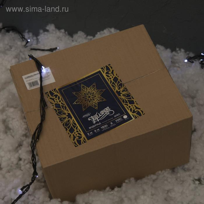 Гирлянда «Водопад» 2 × 6 м, IP44, УМС, тёмная нить, 1500 LED, свечение белое, 8 режимов, 220 В Гирлянда «Водопад» 2 × 6 м, IP44, УМС, тёмная нить, 1500 LED, свечение белое, 8 режимов, 220 В