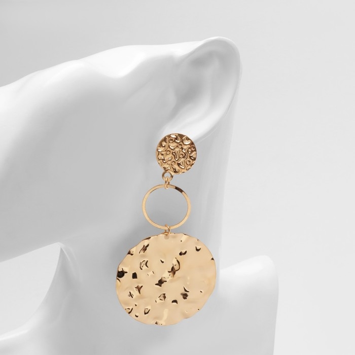 Серьги металл &laquo;Атмосфера&raquo; три диска, цвет золото