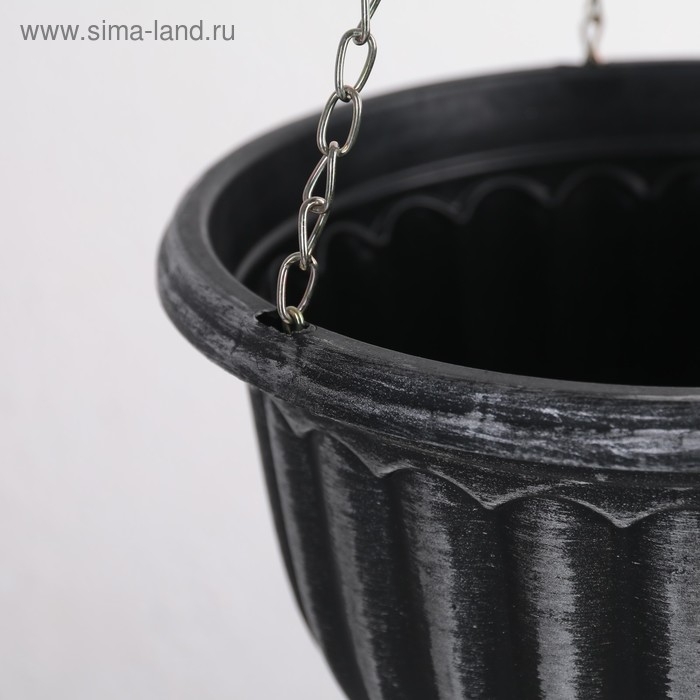 Кашпо пластиковое для цветов подвесное с дренажной сеткой &laquo;Шебби&raquo;, 2 л, серое