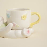Чайная пара керамическая SL Home &laquo;Пасхальные кролики&raquo;, 2 предмета: чашка 300 мл, блюдце d=9 см, цвет белый