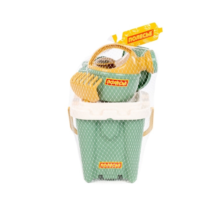 Песочный набор игрушек, 7 предметов: ведро-замок, ситечко, лопатка, грабельки, формочки, лейка