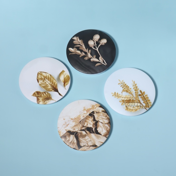 Зеркало складное &laquo;Листья&raquo;, d = 7,5 см, с увеличением, рисунок МИКС