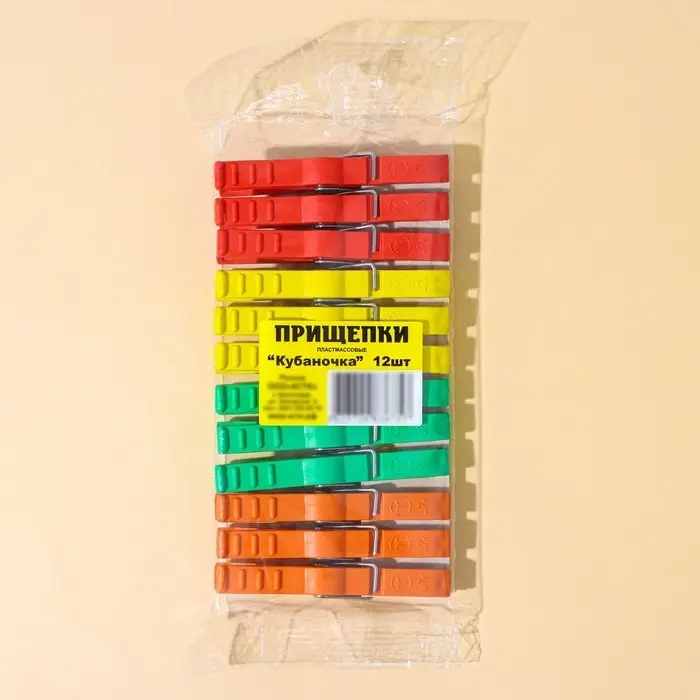 Прищепки бельевые &laquo;Кубаночка&raquo;, 8 см, 12 шт, цвет МИКС