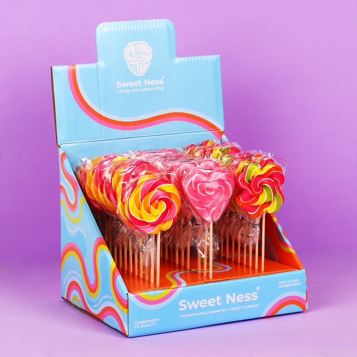 Карамель леденцовая фигурная Sweet Ness МИКС в формах: диска, сердца и цветка, 30 г