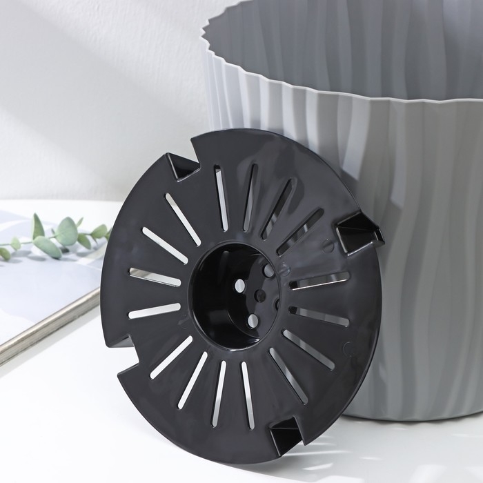 Кашпо для цветов со вставкой &laquo;Волна&raquo;, 8 л, d=25 см, h=21,5 см, цвет серый