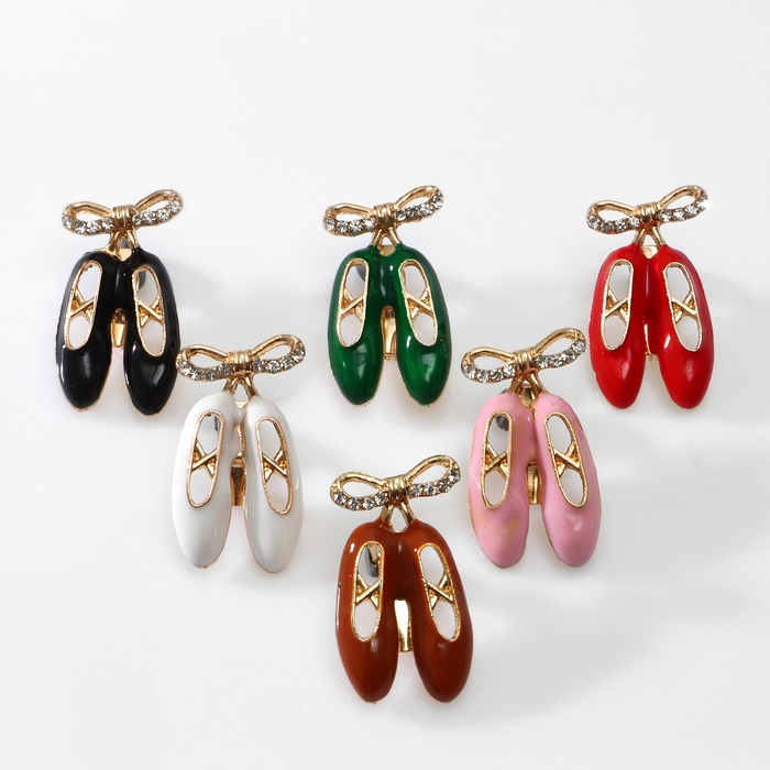 Брошь &laquo;Пуанты&raquo; с бантиком, цвет МИКС (неделимая фас. 12шт, цена за шт)