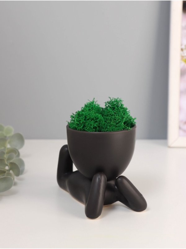 Кашпо керамика "Мистер Грин на лайте" 8,5*7*12 см черный