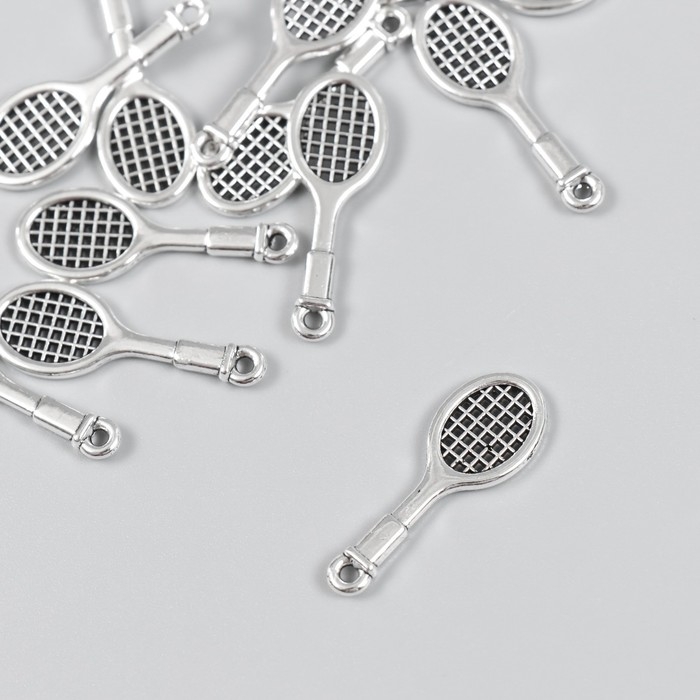 Декор для творчества металл Декор для творчества металл "Ракетка" набор 12 шт серебро 1х2,8 см