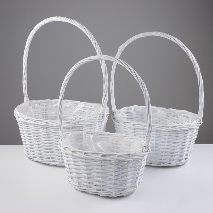 Набор корзин, 3 шт, 40&times;31&times;19/52 см, 33&times;25&times;17/47 см, 29&times;22&times;15/42 см, ива