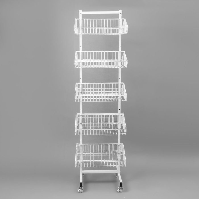 Накопитель разборный на колесах, двухсторонняя, 10 корзин, 45&times;55&times;165 см, цвет белый