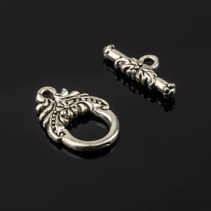 Замок-тоггл &laquo;Венок&raquo;, 17&times;12 мм (набор 2 шт.), цвет серебро