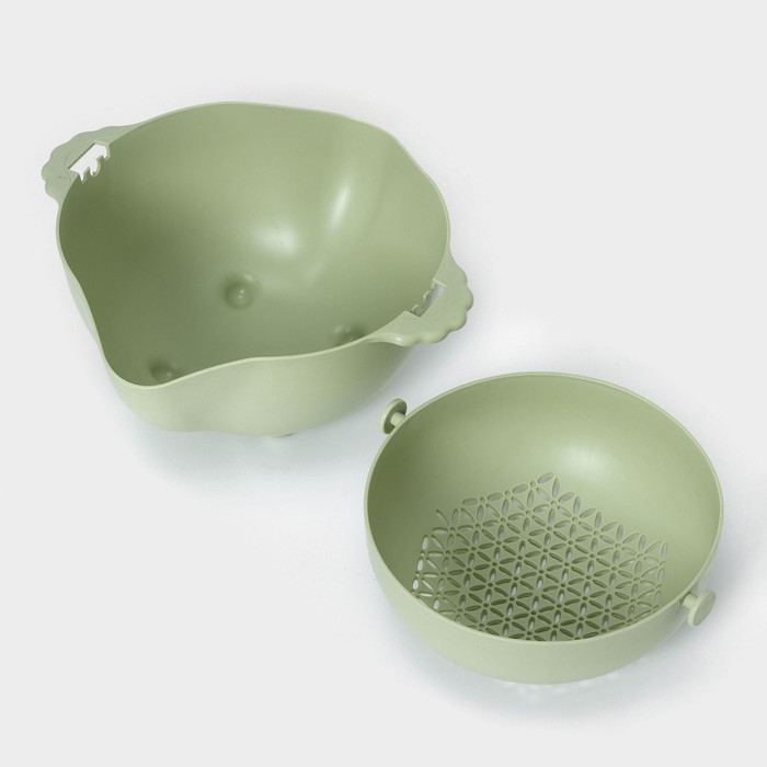 Дуршлаг кухонный с поддоном, 25&times;11,5 см, цвет МИКС