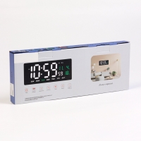 Часы электронные настенные, календарь термометр, 36.2 х 15.5 см, красные цифры 10 х 4.5 см   1076627