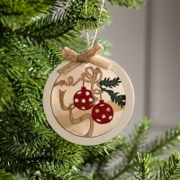 Ёлочная игрушка &laquo;Шар с веткой&raquo;, от батареек, свечение тёплое белое