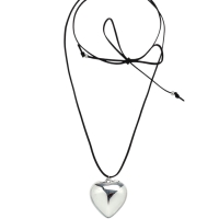 Портупея с кулоном &laquo;Сердечко&raquo; гладкое, трансформер, цвет серебро, 150 см