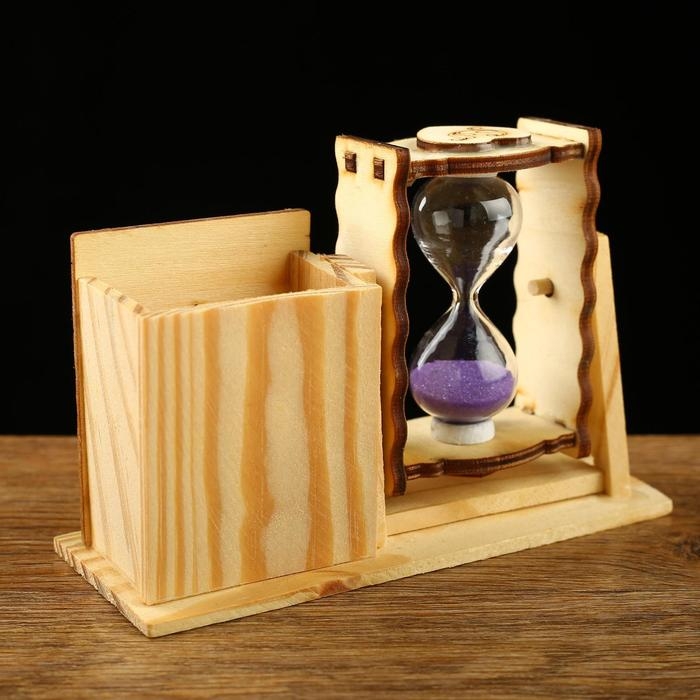 Песочные часы "Кленовый лист", сувенирные, с карандашницей, 10 х 13.5 см, микс