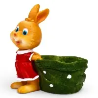 Фигурное кашпо 13 х 10 х 15см  "Зайка с мешком"