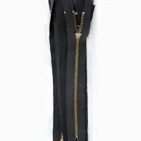 Молния металлическая, №5, неразъёмная, джинсовая, замок автомат, 18 см, цвет серый/золотой, цена за 1 штуку