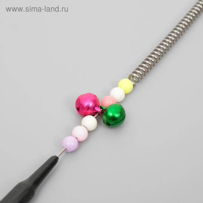 Дразнилка пуховая с 2 металлическими бубенчиками и двойной ручкой(жёсткая/гибкая),57 см,микс Дразнилка пуховая с 2 металлическими бубенчиками и двойной ручкой(жёсткая/гибкая),57 см,микс